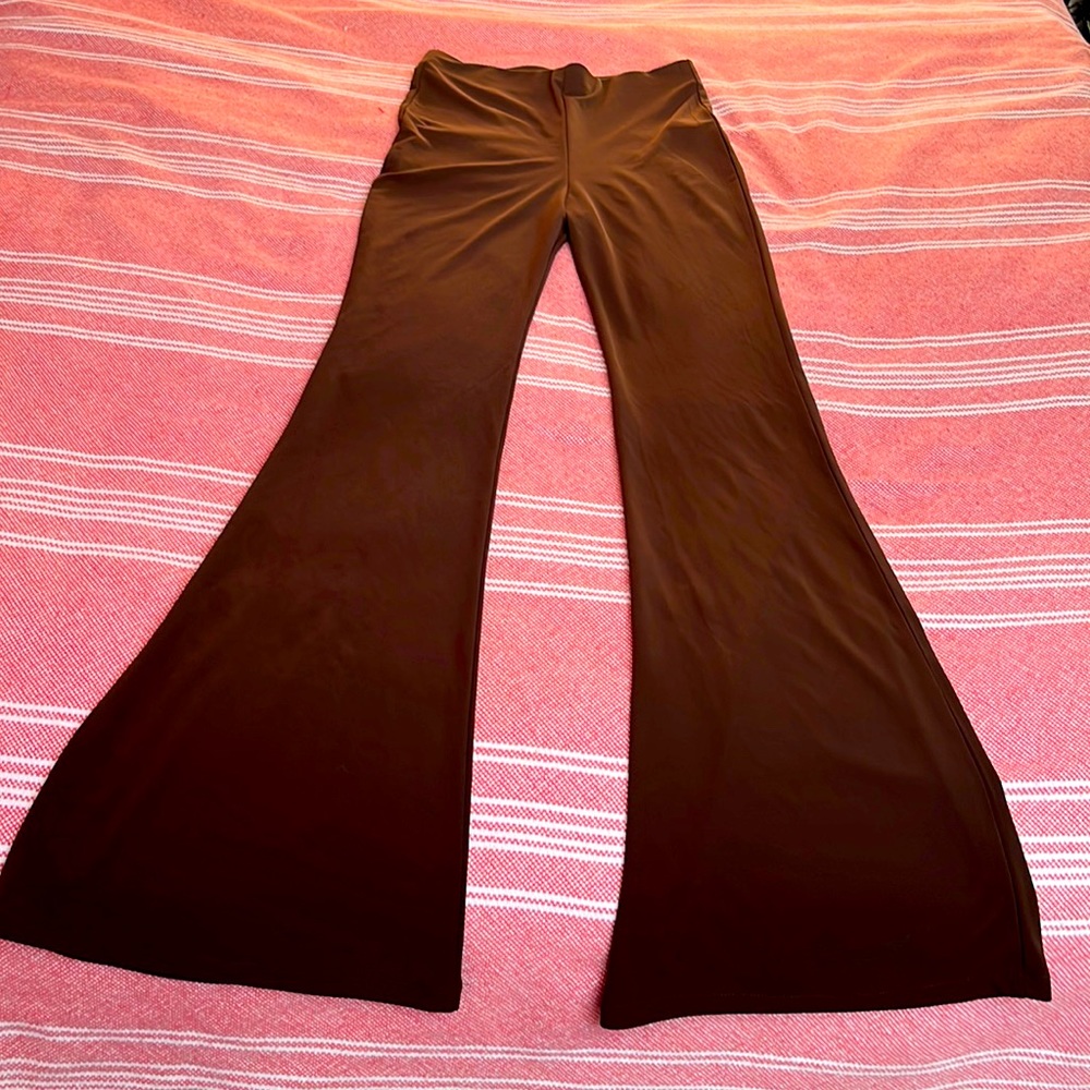 Hip tight brown bell bottoms